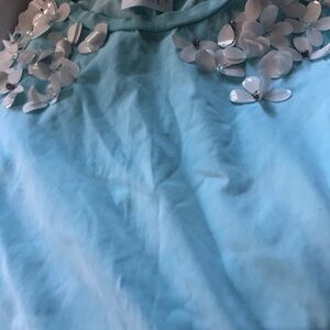 Elegant Blue Floral Embellished Women's Top